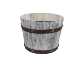 Dřevěný kulatý obal na květiny 19,5 x 14,5 cm