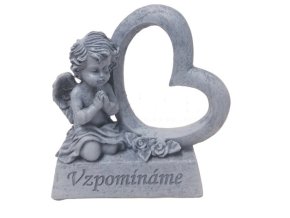 Dekorace na hrob srdce s andělem na postavení