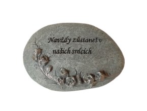 Dekorace na hrob kámen s nápisem a růžemi