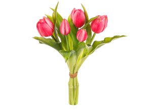 Umělé tulipány růžové kytice 27 cm