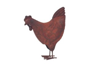 Rezavá kovová slepice jarní dekorace