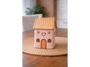 Kearmický svícen domeček růžový