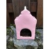 Růžový keramický domek na svíčku