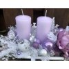 Adventní svícen rovný se svíčkami v lila barvě