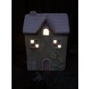 Dekorace zelený keramický LED svítící domeček 17 cm