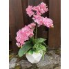 Růžová umělá orchidej v bílém květináči