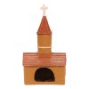 Keramický svícen kostel hnědý 29 cm b