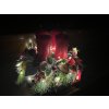 Adventní svícen kulatý s červenými svíčkami a LED světýlky