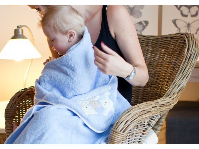 INTERBABY Osuška froté LOVE - MODRÁ