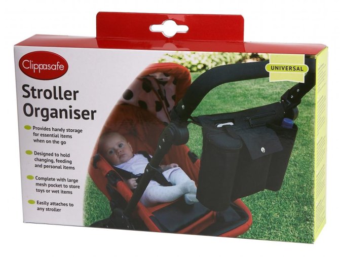 CLIPPASAFE Organizér na kočík, Black, Černá