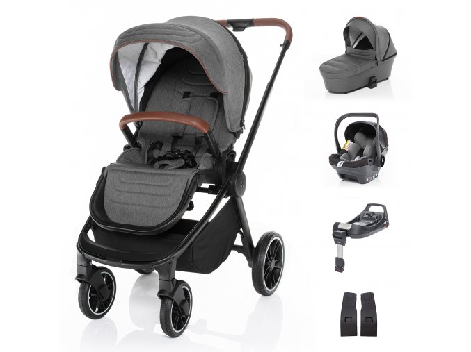 ZOPA SET kočík Move+ korba+adaptéry+autosedačka+báza, Iron Grey/Black