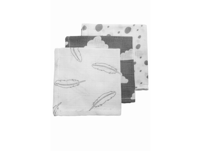 Meyco Plena-žínka Feathers-clouds-dots grey/white