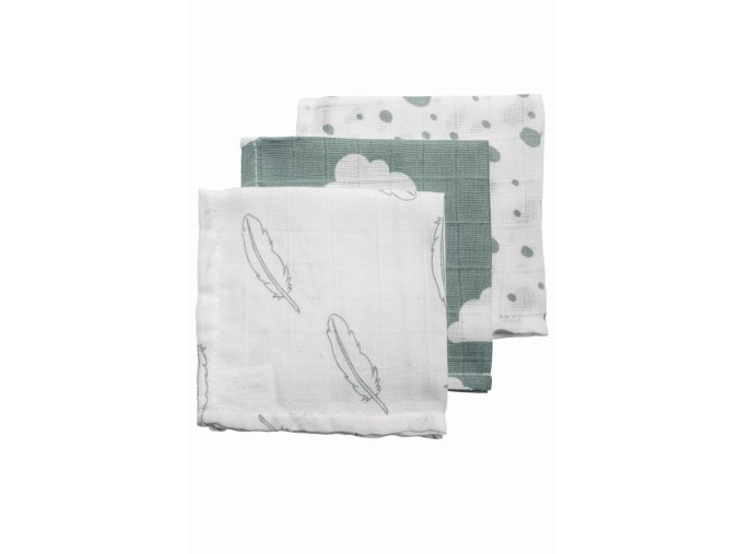 Meyco Plena-žínka Feathers-clouds-dots stone green/white
