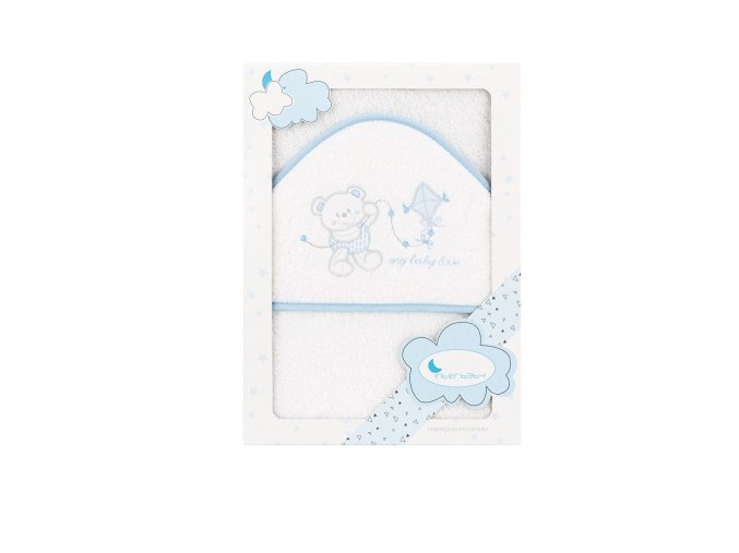 INTERBABY OSUŠKA froté Medvedík s drakom - bielo/modrá