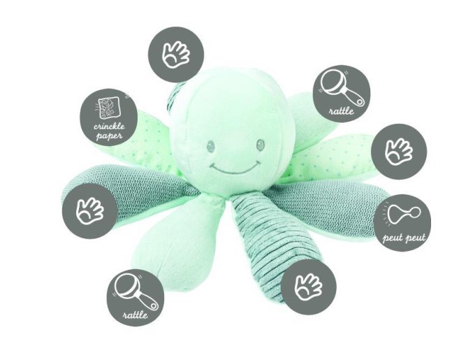 NATTOU Hračka chobotnička edukačná 8 aktivít Lapidou (Varianta  mint)