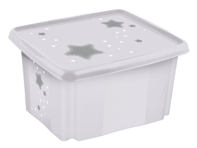 KEEEPER Úložný box s vekem malý "Stars", Bílá