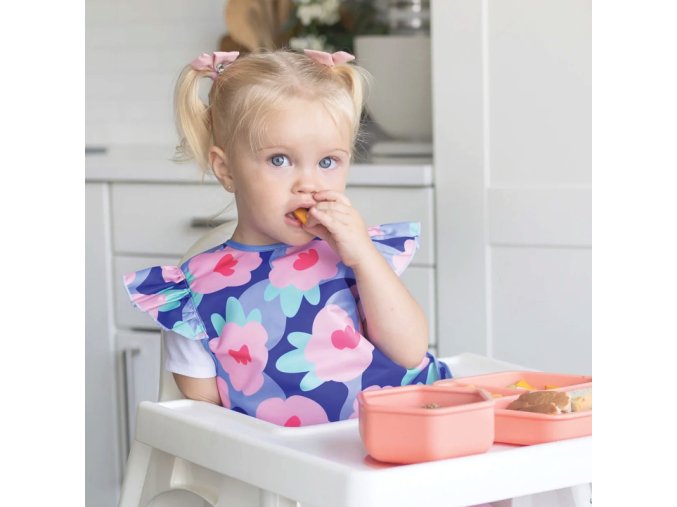 Tiny Twinkle Zásterka s podbradníkom a volánikmi, L - Blue Floral