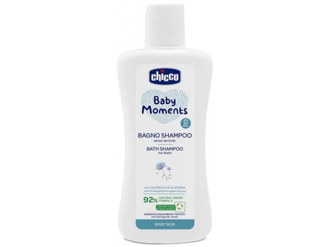 CHICCO Šampón na vlasy a telo Baby Moments 92 % prírodných zložiek 200 ml