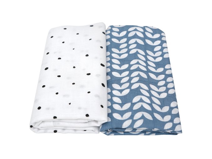 MOTHERHOOD Prikrývka a zavinovačka bavlnená mušelínová Premium 2 ks Blue Classics 100x (Varianta 120 cm)