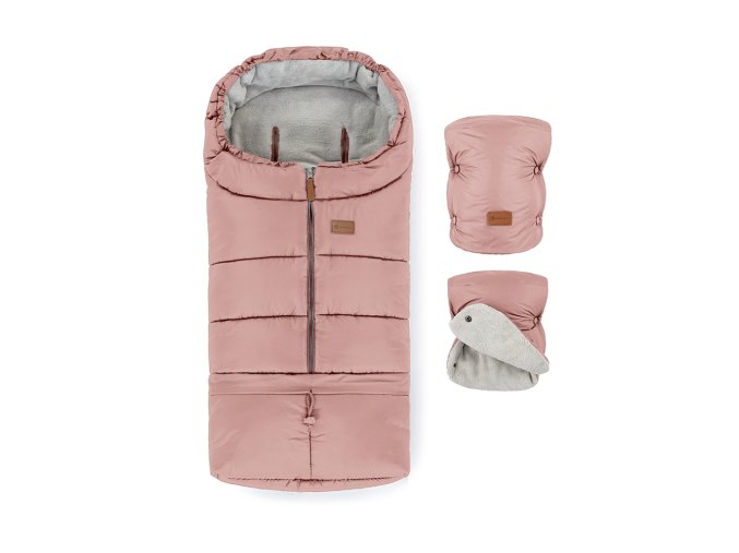PETITE&MARS Set zimný fusak Jibot 3v1 + rukavice na kočík Jasie (Varianta  Dusty Pink)
