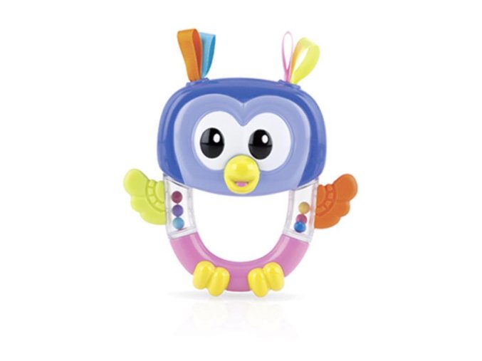 NUBY Hrkálka s hryzačkou sovička 1ks, 3m+