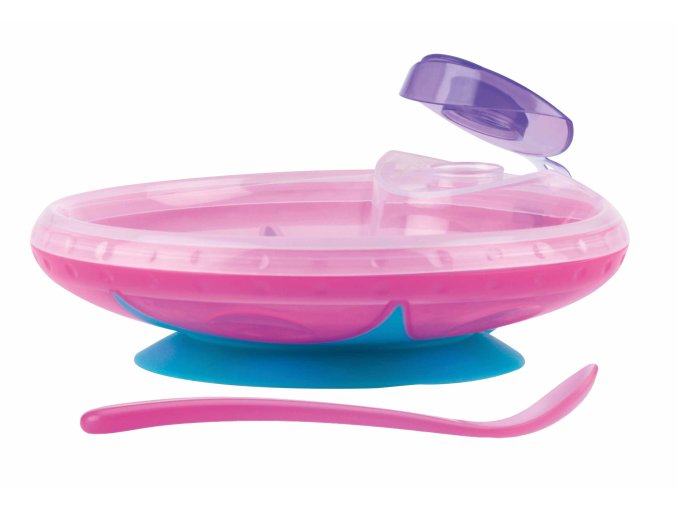 NUBY Miska udržujúca teplo s lyžičkou 3 m (Varianta + ružová)