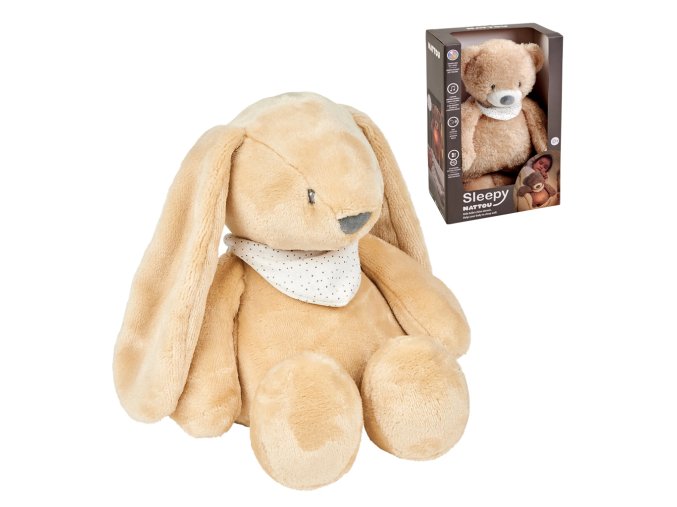 NATTOU Uspávačik plyšový hudobný so svetielkom a senzorom plaču 4v1 Sleepy Bunny Pale Brown (Varianta  0m+)