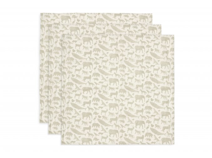 Plienky 3 ks 70x70 cm Animals Olive Green