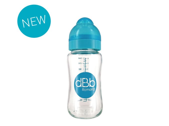 dBb Remond Dbb Detská Sklenená fľaša 240 ml so širokým Hrdlom Barva: tyrkysová