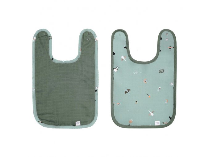 23961 podbradniky bebe jou ocean vibes 2ks khaki zeleno sede