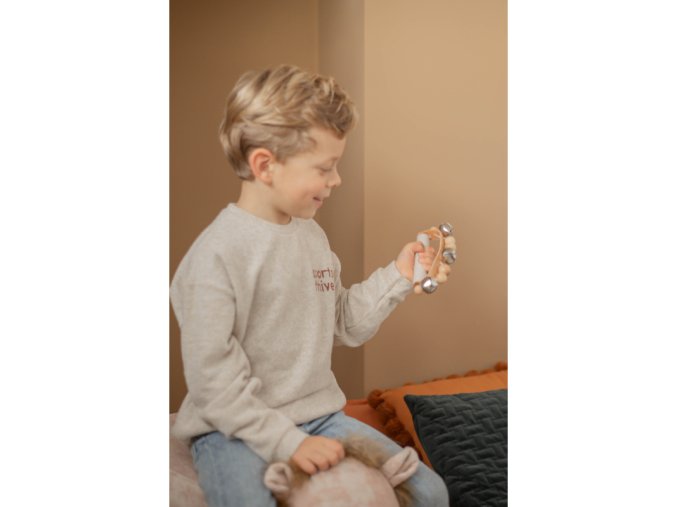 Label Label Drevená hrkálka s rolničkami - Nougat