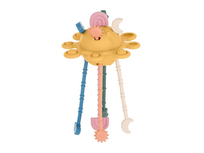 PETITE&MARS Hračka silikónová senzorická Crazy planet (Varianta  Intense Ochre 10m+)