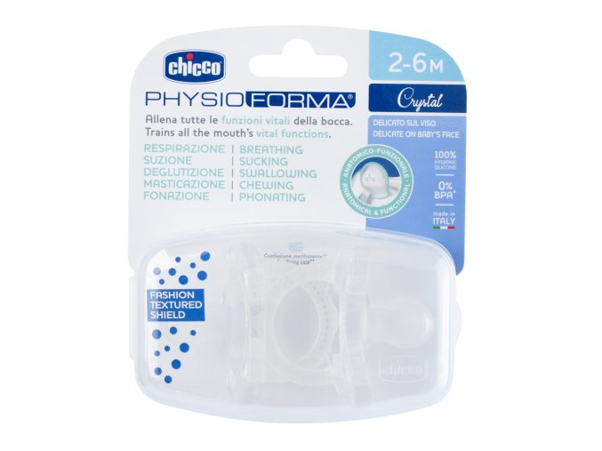 CHICCO Cumlík Physio Luxe celosilikónový 2-6m crystal 2 ks