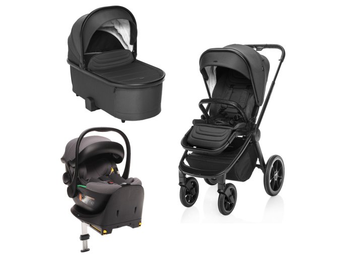 ZOPA Set kočík Move Cross 3 + hlboká korba Move XL 3 + autosedačka XM podľa vlastného výberu + báza, All Black