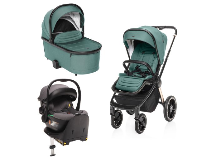 ZOPA Set kočík Move Cross 3 + hlboká korba Move XL 3 + autosedačka XM podľa vlastného výberu + báza, Antique Green/Gold