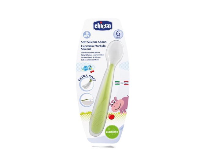 CHICCO Lyžička silikón Soft zelená