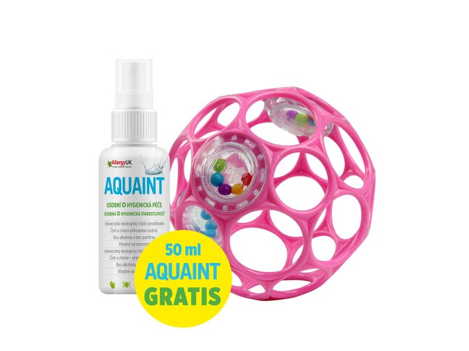 OBALL Hračka Oball RATTLE 10 cm dark pink 0m+AQUAINT 100% ekologická čistiaca voda (Varianta  50 ml)