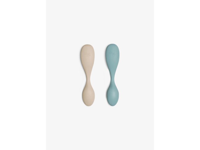 Citron Silikónové lyžičky - krátke, 2ks - Pastel Turquoise/ Beige