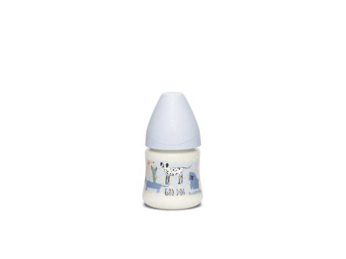 SUAVINEX FĽAŠA Guľatý c. LATEX 150 ml - MODRÝ PSÍK