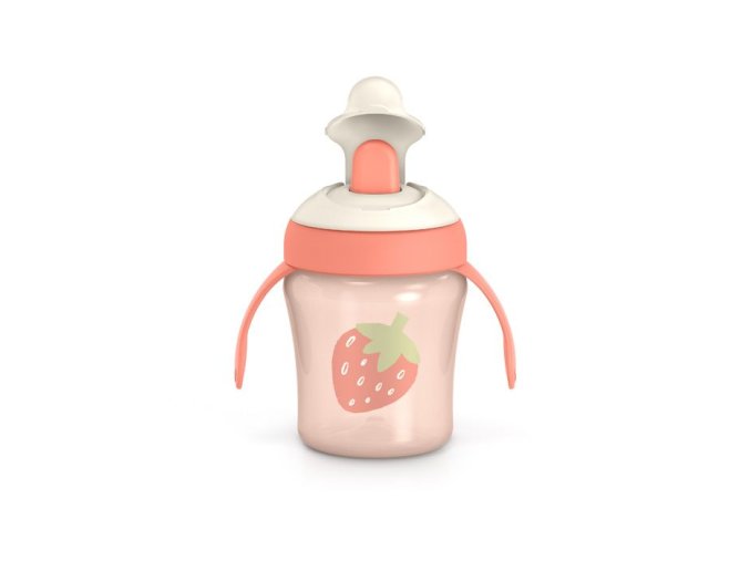 SUAVINEX Nerozlievací hrnček GO NATURAL 200 ml - RUŽOVÁ JAHODA (Varianta ruzova-jahoda)