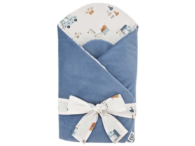 EKO Zavinovačka bavlnená s (Varianta  Velvet a kokosovým vnútrom mašľa Giraffe blue 75x75 cm)