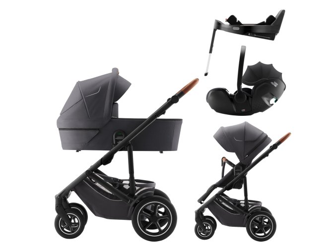 BRITAX Set kočík Smile 5Z + hlboká korba + autosedačka Baby-Safe PRO + Vario Base 5Z Classic, Midnight Grey