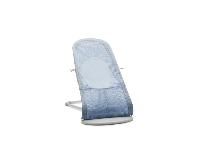 Babybjorn lehátko Soft Sky Blue/White mesh, svetlo šedá konštrukcia