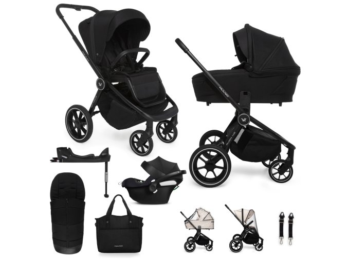 MUUVO SET Kočík 4v1 Quick 4.0 Classic black set + CBX By CYBEX Aton B2 i-Size (Varianta  + základňa)