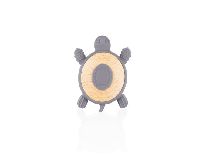 ZOPA Silikónové drevené hryzátko Turtle, Dove Grey