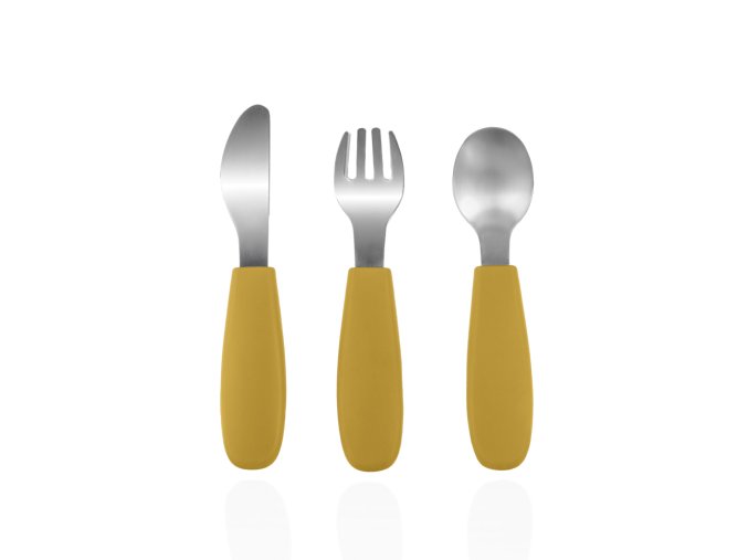 ZOPA Silikónový detský príbor, Mustard Yellow