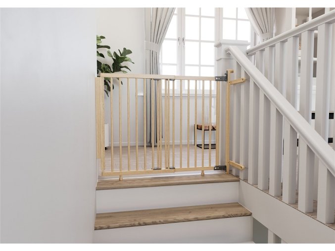 28035 vysoka zabrana babydan adjust pro stair gate baluster edition wood 74 5 114 cm v 81cm na schodisko so svorkami na zabradlie