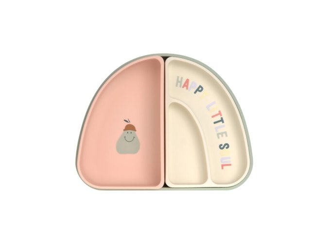LÄSSIG BABIES LÄSSIG Dish Set Silicone Section Happy Fruits 2025 (Varianta cherry)