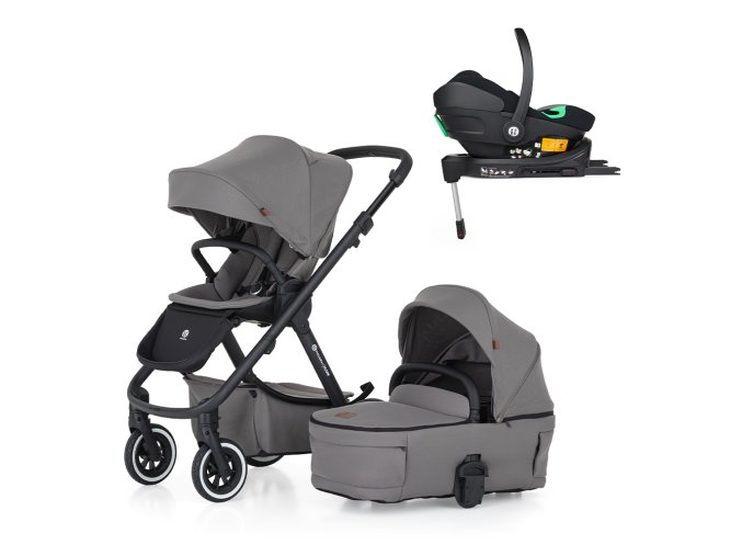 PETITE&MARS Kočík kombinovaný ICON 2v (Varianta 1 Dove Grey LITE AIR + Core Pro i-Size Black Grey + Báza)
