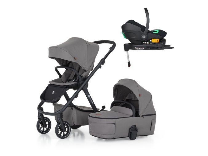 PETITE&MARS Kočík kombinovaný ICON 2v (Varianta 1 Dove Grey LITE RWS + Core Pro i-Size Black Grey + Báza)